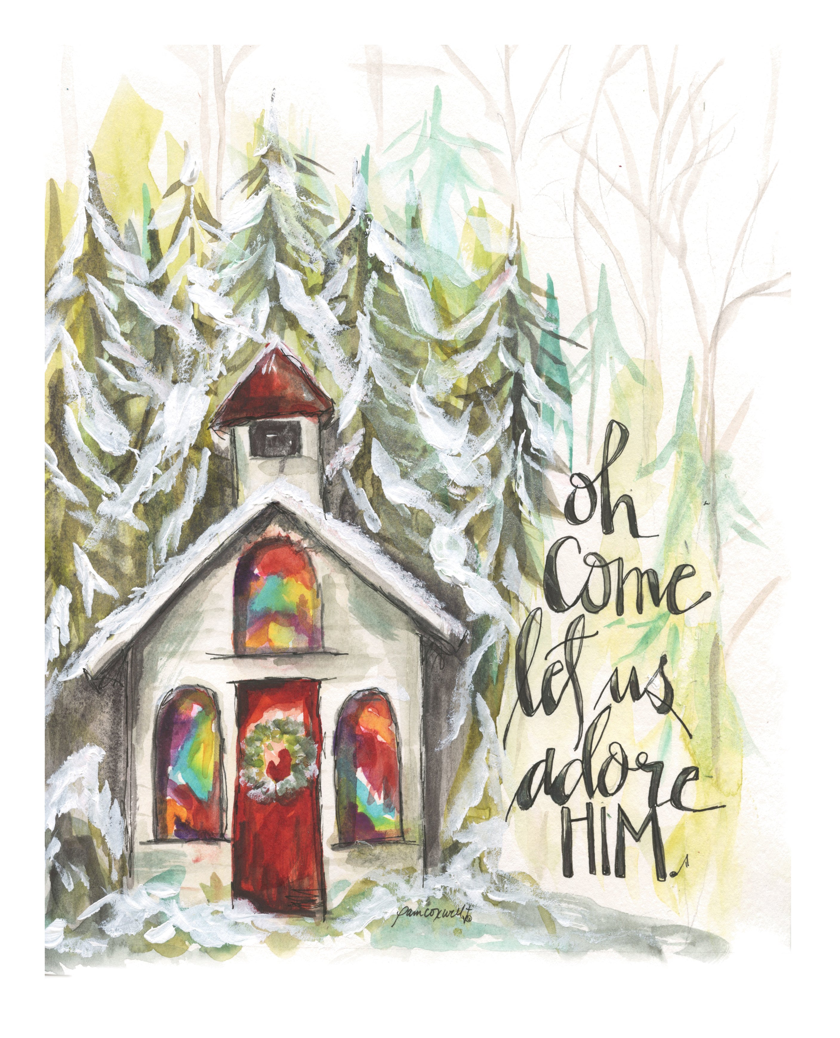 Christmas Chapel Adult T-shirt