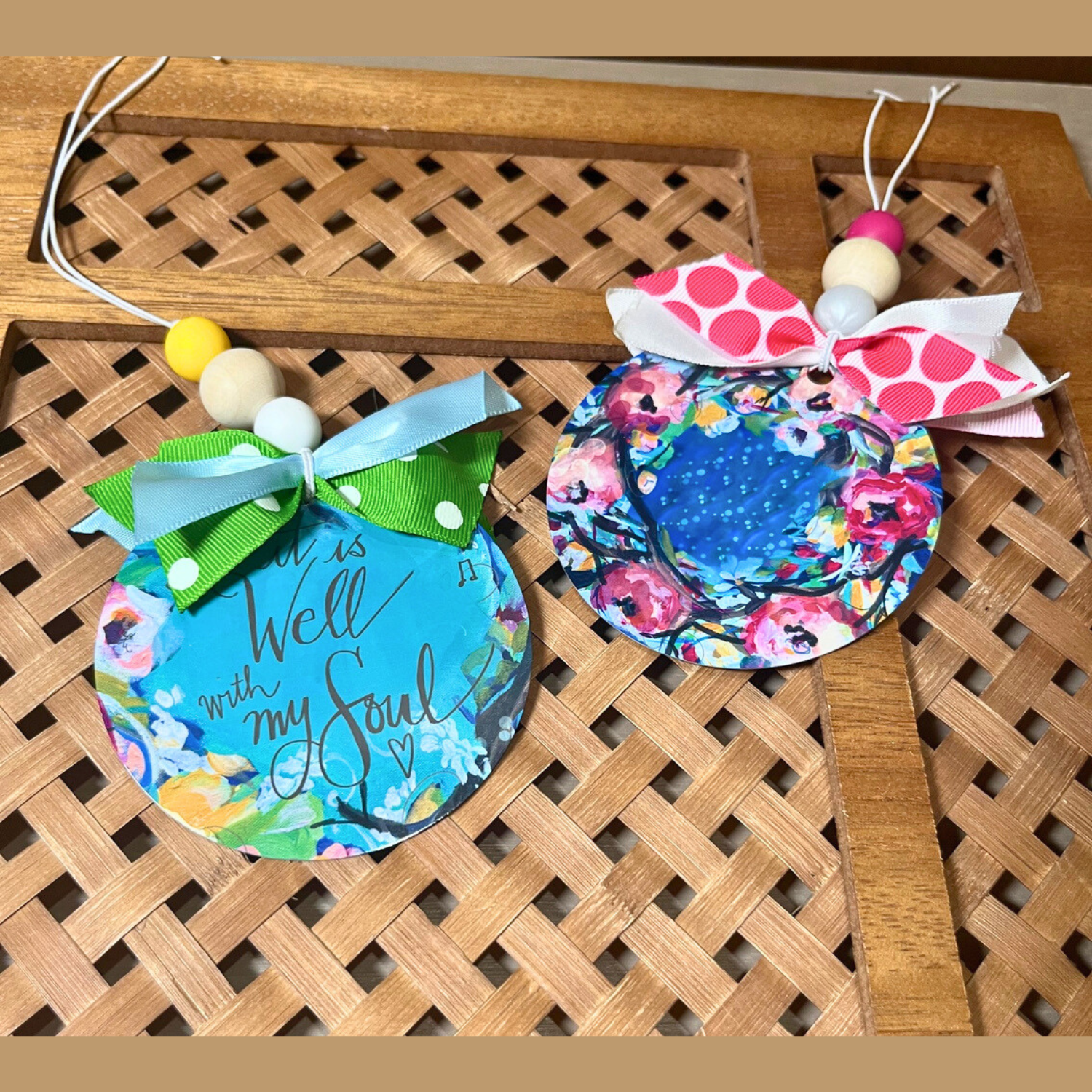 It Is Well Wreath Car Charm