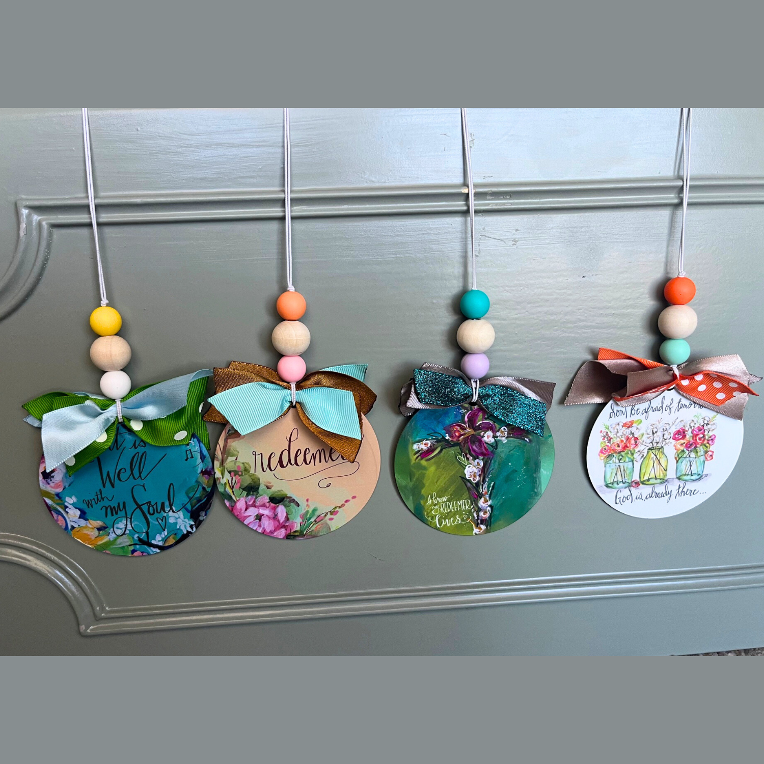 It Is Well Wreath Car Charm