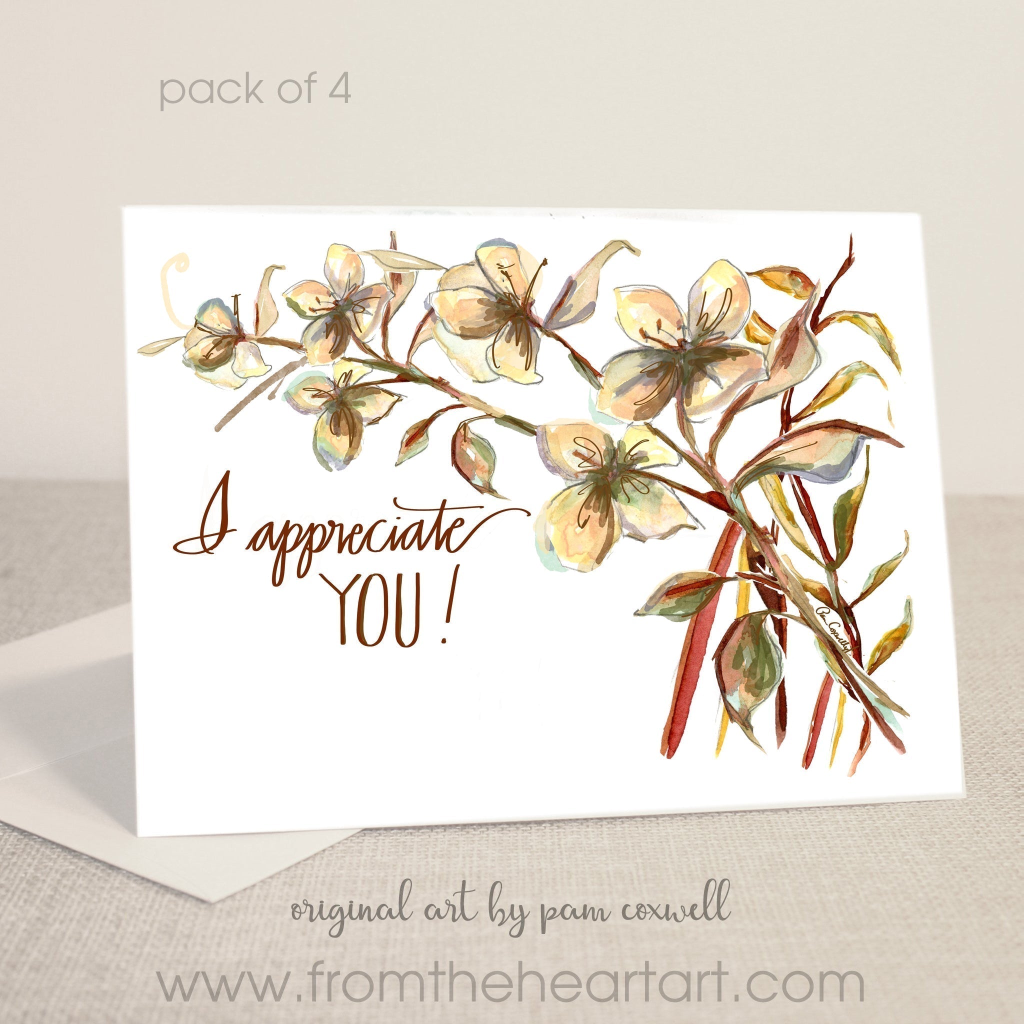 Floral - "I Appreciate You" - Notecards