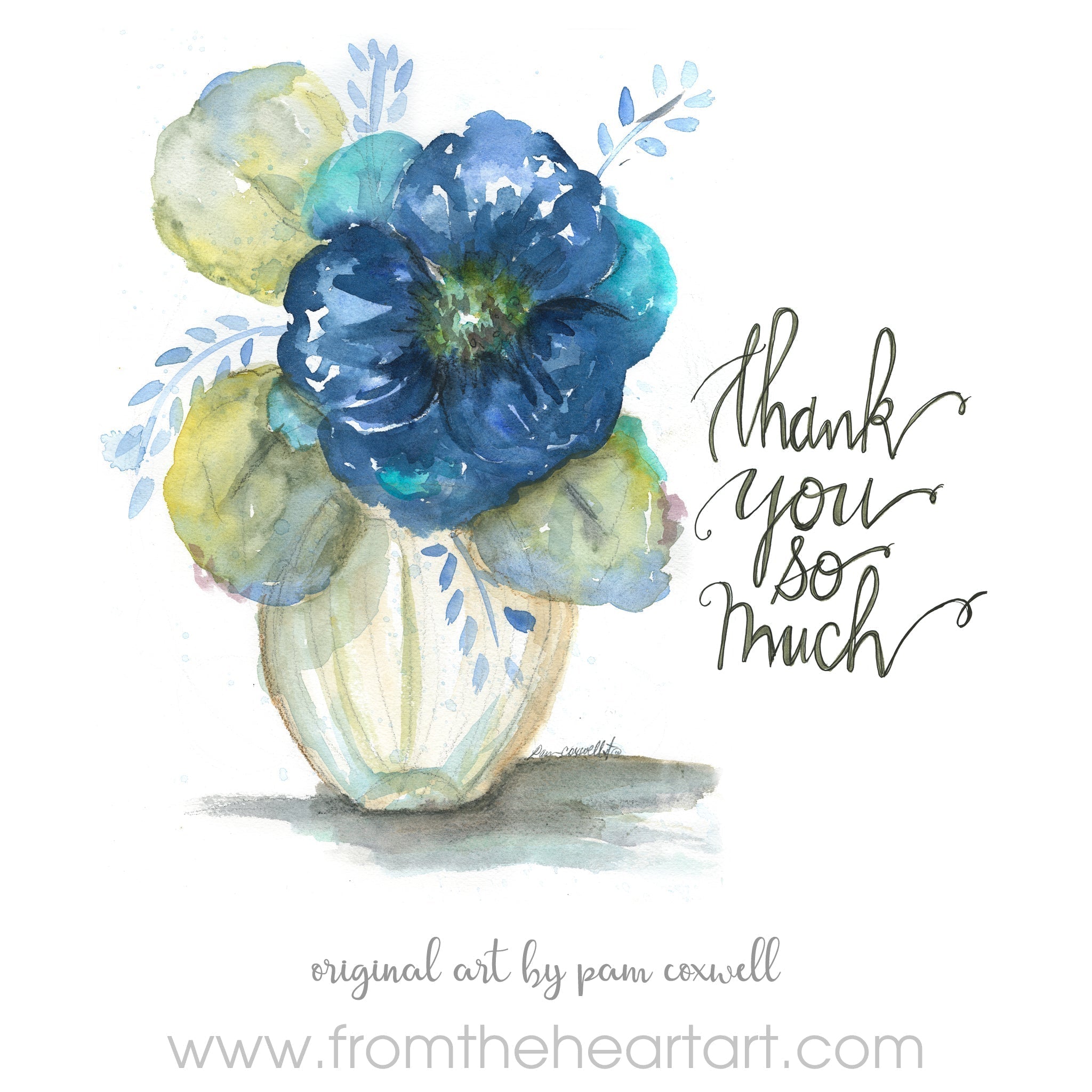 Blue Flower - Thank You So Much | Notecards
